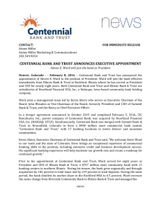 centennial bank and trust announces executive appointment