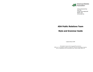 ADA Public Relations Team Style and Grammar Guide