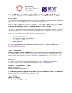 The ANCC Hemostasis Nursing Certification Through Portfolio