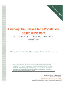 Building the Science for a Population Health Movement