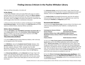 Finding Literary Criticism in the Pauline Whitaker Library