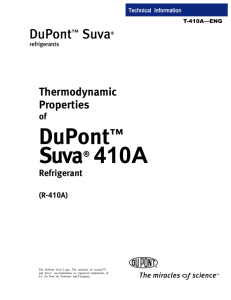 Thermodynamic Properties of DuPont(tm) Suva(R) 410A Refrigerant