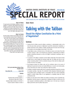 Talking with the Taliban: Should the Afghan Constitution Be a Point