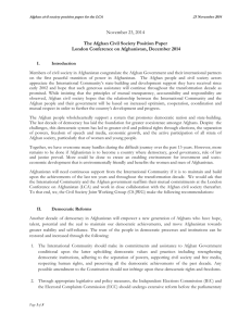 November 23, 2014 The Afghan Civil Society Position Paper