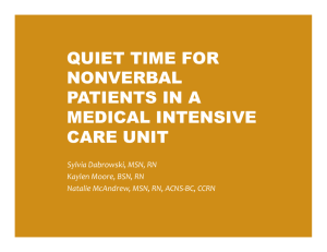 quiet time for nonverbal patients in a medical intensive care unit