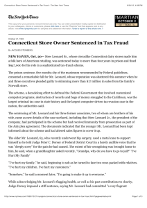 Connecticut Store Owner Sentenced in Tax Fraud