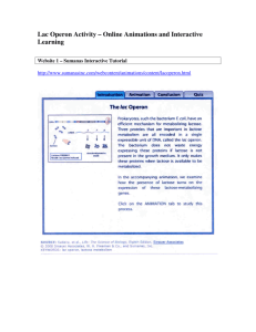 Lac Operon Activity – Online Animations and