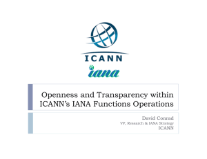 Openness and Transparency within ICANN's IANA Functions