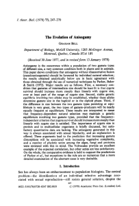 The Evolution of Anisogamy - Department of Biology
