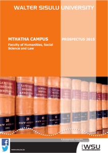 Mthatha Campus Faculty of Humanities, Social Science and Law 2015