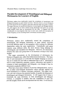Parallel Development of Monolingual and Bilingual Dictionaries for
