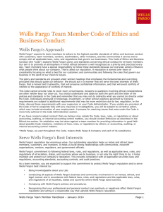 Wells Fargo Team Member Code of Ethics and Business Conduct