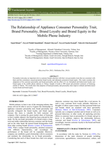 The Relationship of Appliance Consumer Personality Trait, Brand