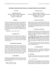 AUTHOR GUIDELINES FOR WASPAA 2011 PROCEEDINGS