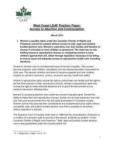 West Coast LEAF Position Paper: Access to Abortion and