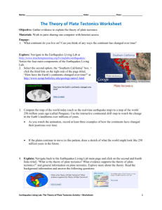 The Theory of Plate Tectonics Worksheet