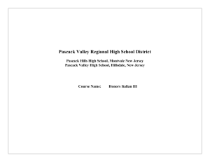 Honors Italian III - Pascack Valley Regional School District