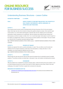 Understanding Business Structures Lesson Outline