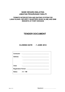 Tender document - Bank Negara Malaysia