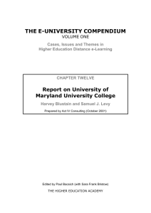 Report on University of Maryland University College