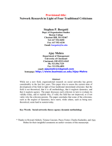 Network research in light of four traditional