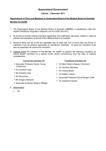 Queensland Government Cabinet – December 2013 Appointment of