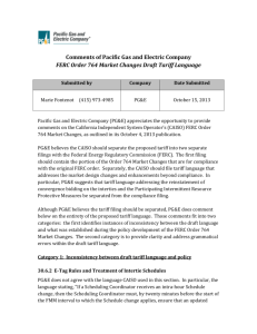PG&E Comments on FERC Order No. 764 Market