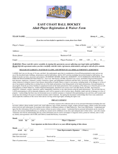 individual player registration & waiver form