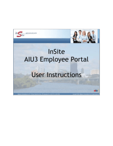 InSite AIU3 Employee Portal User Instructions InSite User