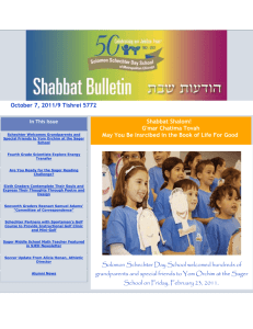Shabbat Bulletin 10.7.11 - Solomon Schechter Day School