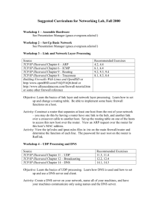 Suggested Curriculum for Networking Lab, Fall 2000