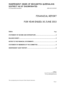 2013 financial statements - Independent Order of Rechabites