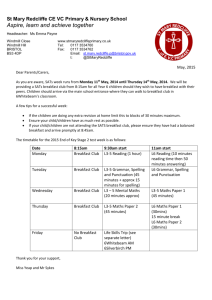 Year 6 SATS and Breakfast Club Letter 2015