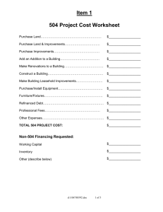 504 Project Costs – Worksheet