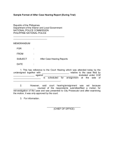 Sample Format of After Case Hearing Report (During