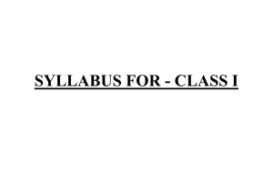 SYLLABUS FOR - CLASS I Vision International School 56 T.N.