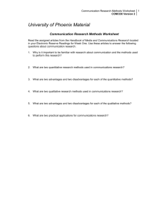 Communication Research Methods Worksheet COM/330 Version 2