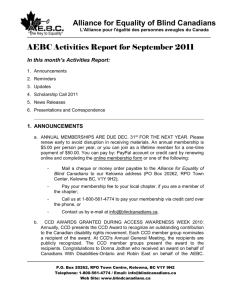 September 2011 Activities Report - Alliance for Equality of Blind