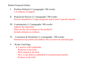 Modest Proposal Outline