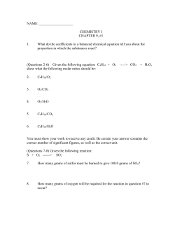 Stoichiometry Worksheet #1 Answers