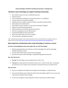 Using Technology to Facilitate Teaching and Learning in a