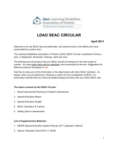 SEAC Circular April 2011 - Learning Disabilities Association of Ontario