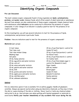 identifying organic compounds lab report identifying organic compounds lab report
