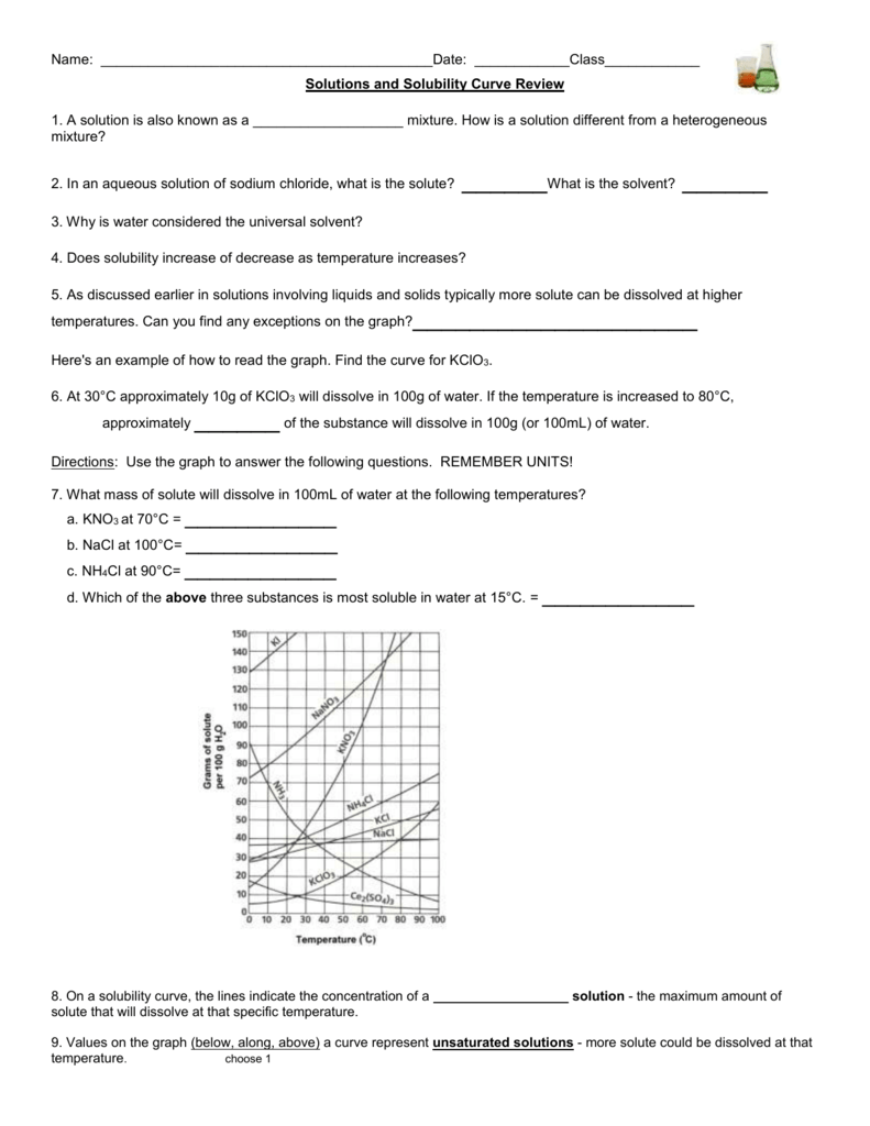 Solubility Curve Worksheet 1 Answer Key — Villardigital Library For