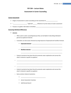 PSY 504 – Lecture Notes Assessment in Career Counseling Career