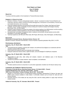 Sample Resume - Finance - University of Colorado Denver