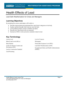 Health Effects of Lead - Weatherization Assistance Program