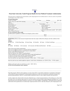 Sample Medical Information and Waiver Form (Penn State)