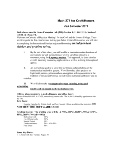 Syllabus: Math 267 Honors / Croft - Croft Institute for International