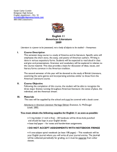 II. Course Objective - Bridgman Public Schools